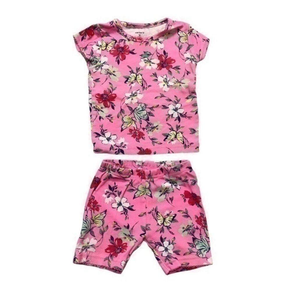Carter’s 2 Piece Pajama Set Short Sleeve Top and Shorts Size 6 Months tropical